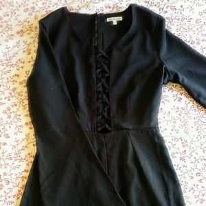 Charlotte Russe Black Faux Lace Up Romper